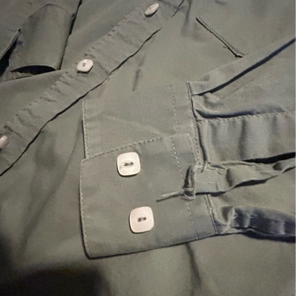 Resistol NWOT Boys western cowboy shirt square pearl button XS 100% cotton olive - Picture 6 of 7